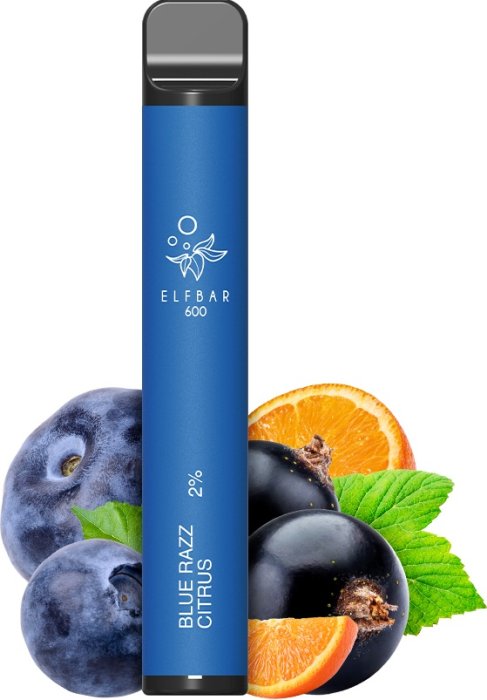 Elf Bar 600 Blue Razz Citrus jednorázová e-cigareta 20 mg s příchutí modrá malina a citrus disposable vape 600 potahů