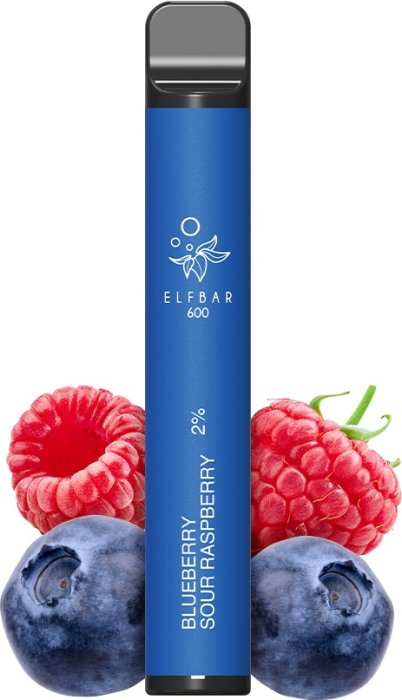 Elf Bar 600 Blueberry Sour Raspberry jednorázová e-cigareta 20 mgs příchutí borůvky a kyselé maliny disposable vape 600 potahů