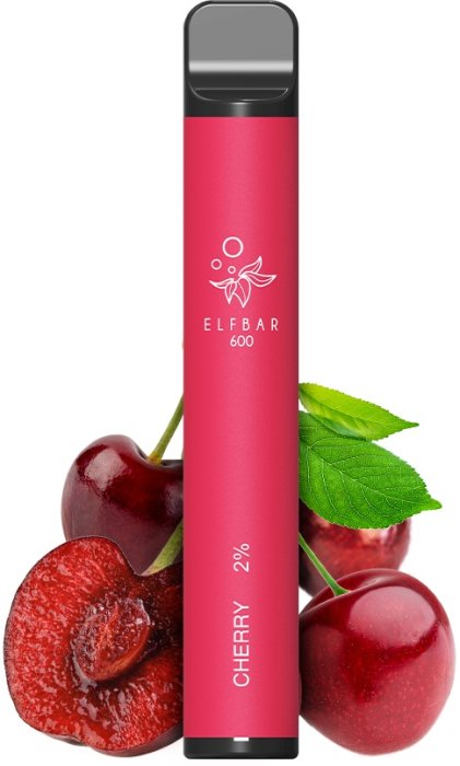 Elf Bar 600 Cherry jednorázová e-cigareta 20 mg s příchutí třešně disposable vape 600 potahů