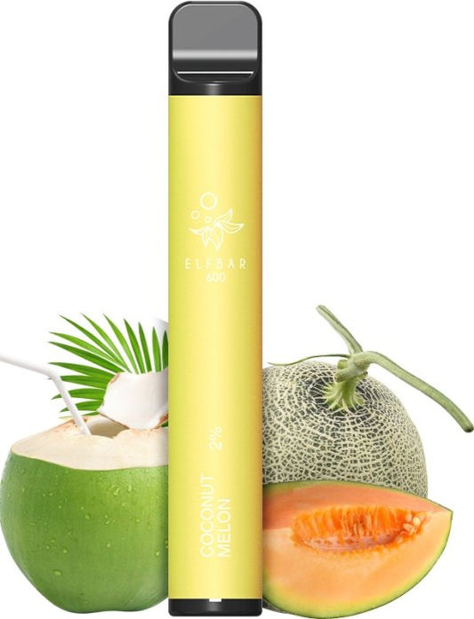 Elf Bar 600 Coconut Melon jednorázová e-cigareta 20 mg s příchutí kokosu a melounu disposable vape 600 potahů