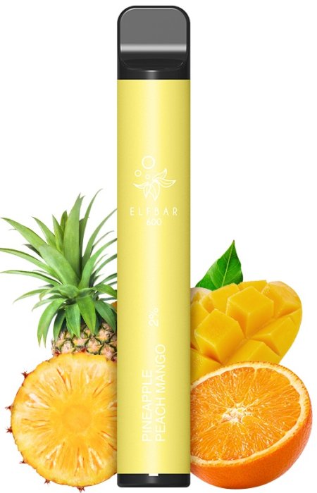 Elf Bar 600 Pineapple Peach Mango jednorázová e-cigareta 20 mg s tropickou příchutí ananas broskev mango disposable vape 600 potahů