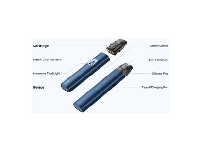 ELFBAR ELFX 2 POD systém 1700mAh  plnitelná elektronická cigareta - popis zařízení: airflow, battery indicator, usb C charging, etc
