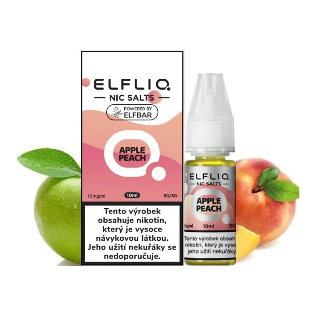 e-liquid ELFLIQ elfbar Apple Peach pro pod systémy a MTL vapování 