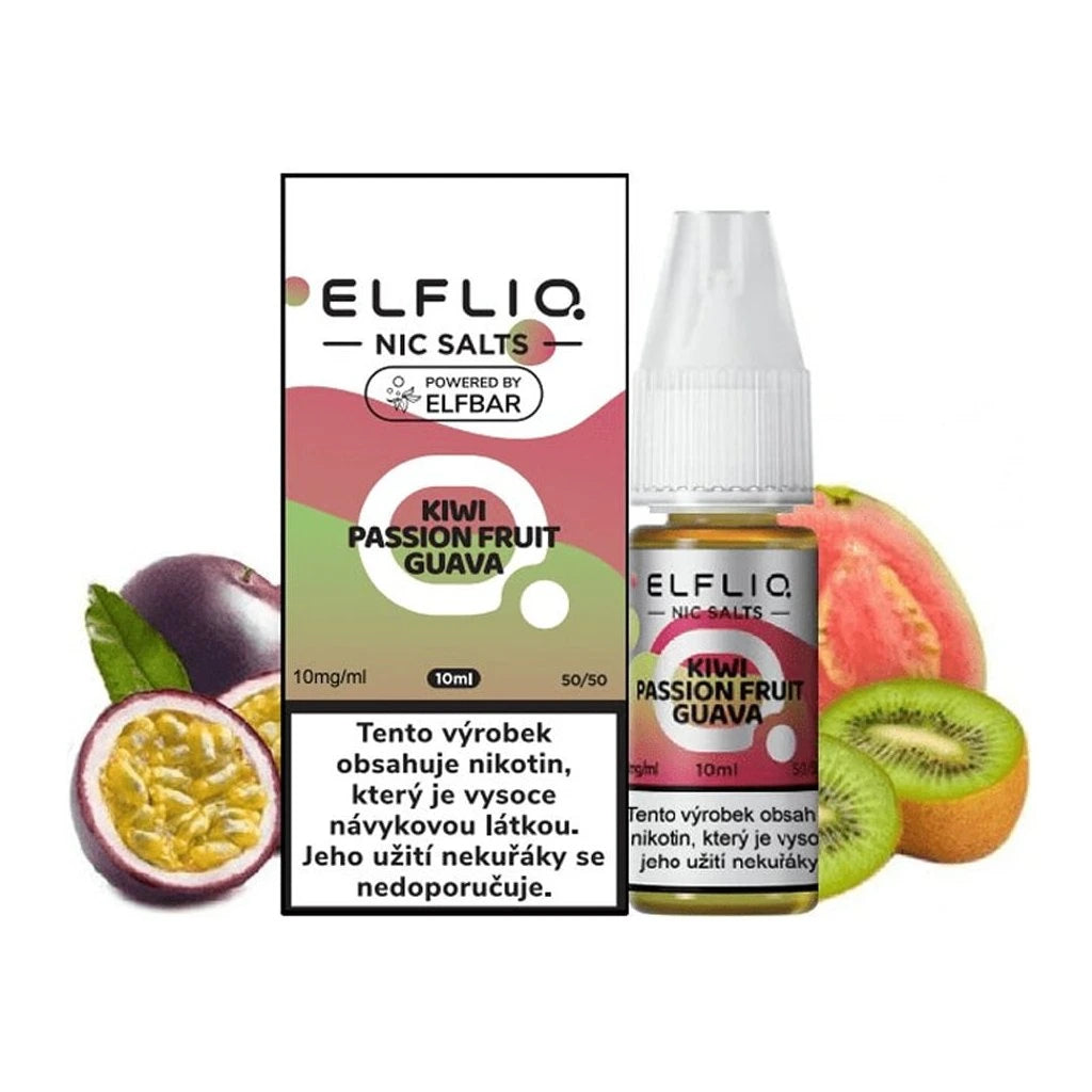 E-liquid ELFLIQ s chutí kiwi, passion fruit a guavy pro pod systémy a MTL vapování