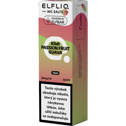 ELFLIQ Kiwi Passion Fruit Guava e-liquid 10ml s tropickou kombinací kiwi, maracuji a guavy