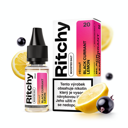 E-liquid Ritchy Salt Blackcurrant Lemon 20 mg – ovocná příchuť černého rybízu a citronu s nikotinovou solí