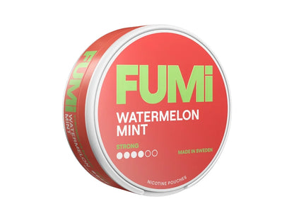 Detail balení FUMI Watermelon Mint 8 mg, mírně vlhčené slim sáčky, vodní meloun a chladivá máta