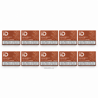 iD Bronze Tobacco karton – 10 krabiček a 200 výrazných tabákových náplní Full Filter pro Pulze