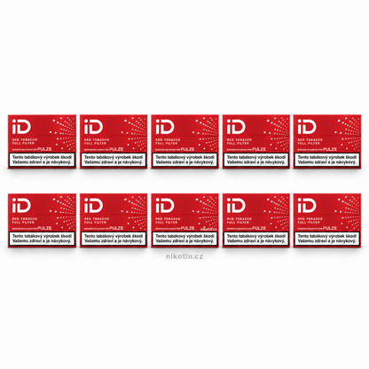 Karton iD Red Tobacco – 10 krabiček, celkem 200 zahřívaných tabákových náplní s robustní chutí a technologií Full Filter pro Pulze