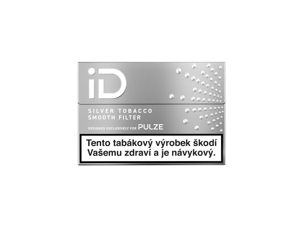 Tabákové náplně iD Silver Tobacco s jemným tabákovým profilem, technologií Smooth Filter a kompatibilitou se zařízeními Pulze