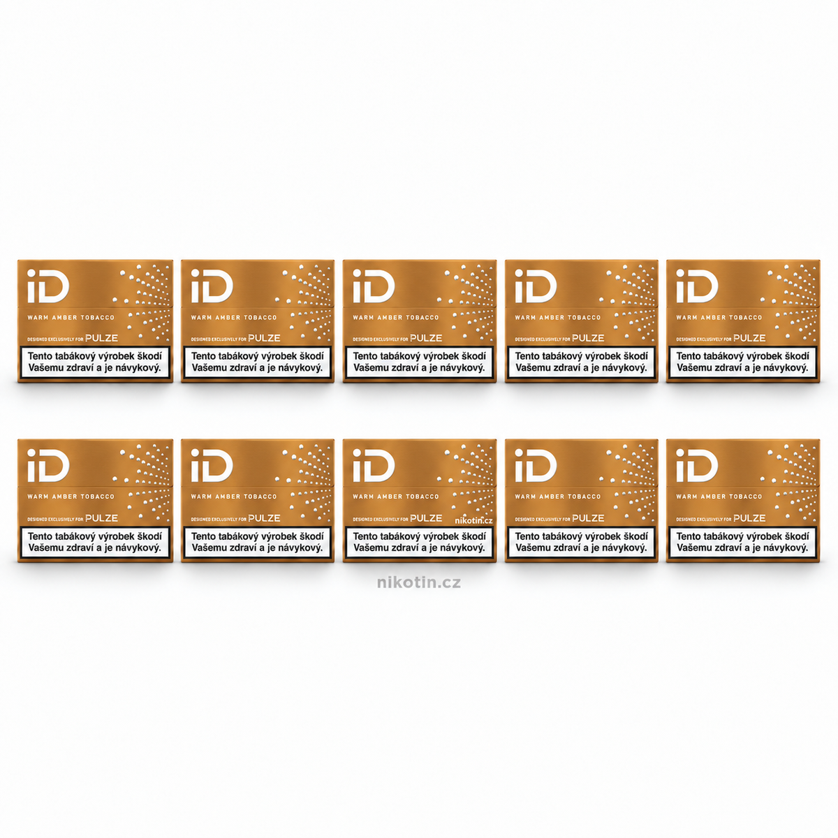 iD Warm Amber karton – 10 krabiček a 200 tabákových náplní s vyváženou chutí pro Pulze