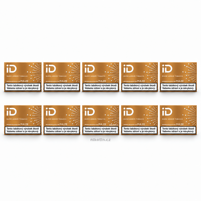 iD Warm Amber karton – 10 krabiček a 200 tabákových náplní s vyváženou chutí pro Pulze