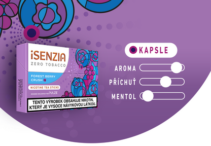 Chuťový profil iSENZIA Forest Berry Crush – výrazné aroma lesních plodů, ovocná chuť a jemné mentolové osvěžení