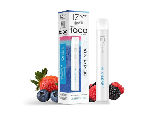 IZY ONE+ 1000 Berry Mix 0mg jednorázová e-cigareta bez nikotinu s příchutí lesního ovoce