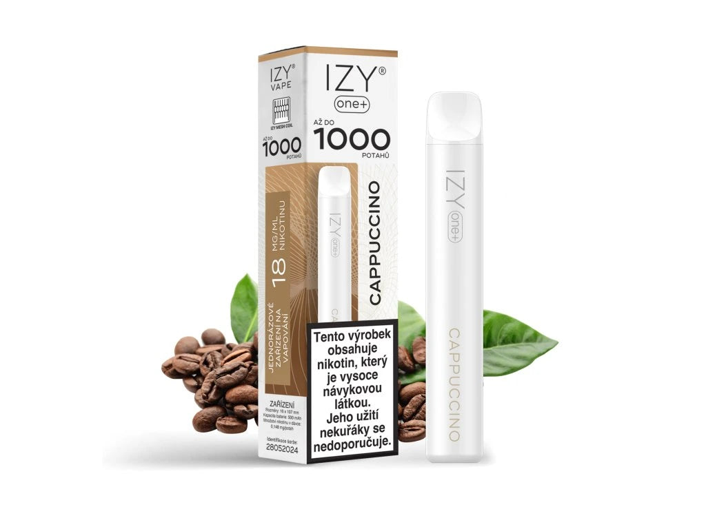 IZY ONE+ 1000 Cappuccino 18mg jednorázová e-cigareta s kávovou cappuccino příchutí