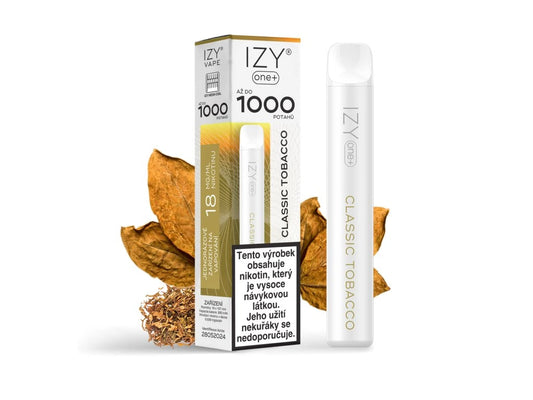 IZY ONE+ 1000 Classic Tobacco 18mg jednorázová e-cigareta s klasickou tabákovou chutí