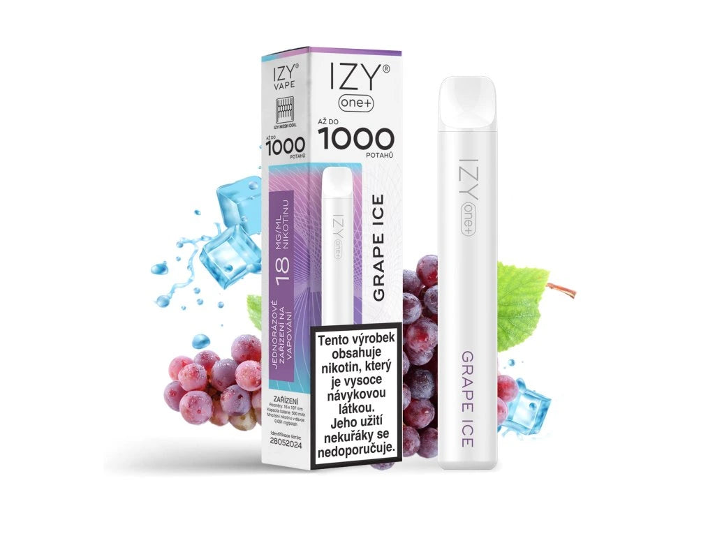 IZY ONE+ 1000 Grape Ice 18mg jednorázová e-cigareta s hrozny a ledovým efektem
