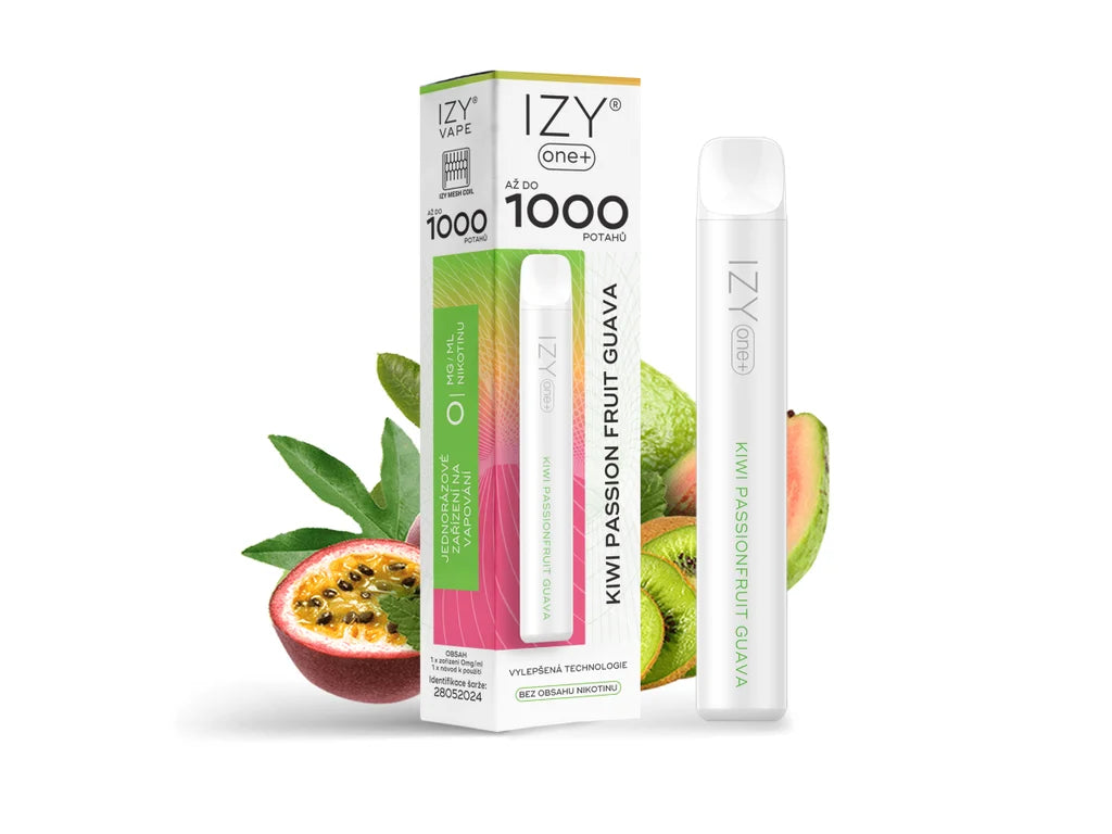 IZY ONE+ 1000 Kiwi Passion fruit guava 0mg jednorázová e-cigareta s exotickým mixem ovoce bez nikotinu