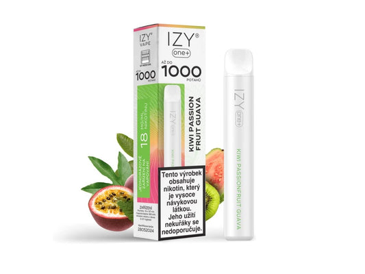 IZY ONE+ 1000 Kiwi Passion Fruit Guava 18mg jednorázová e-cigareta s kiwi, marakujou a guavou