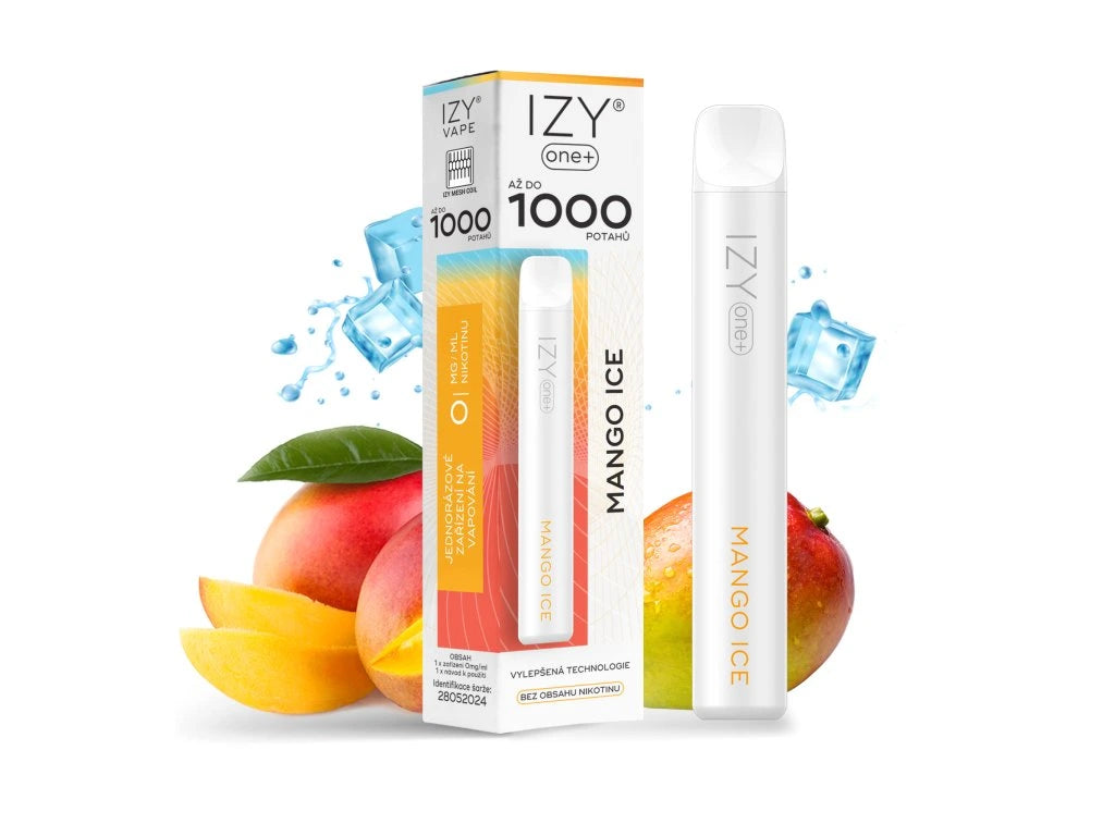 IZY ONE+ 1000 Mango Ice 0mg jednorázová e-cigareta s mangem a ledovým efektem bez nikotinu