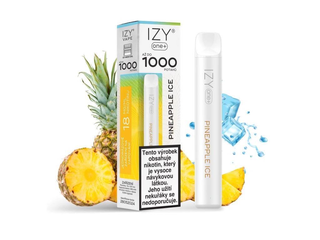 IZY ONE+ 1000 Pineapple Ice 18mg jednorázová e-cigareta s ananasem a ledovým efektem