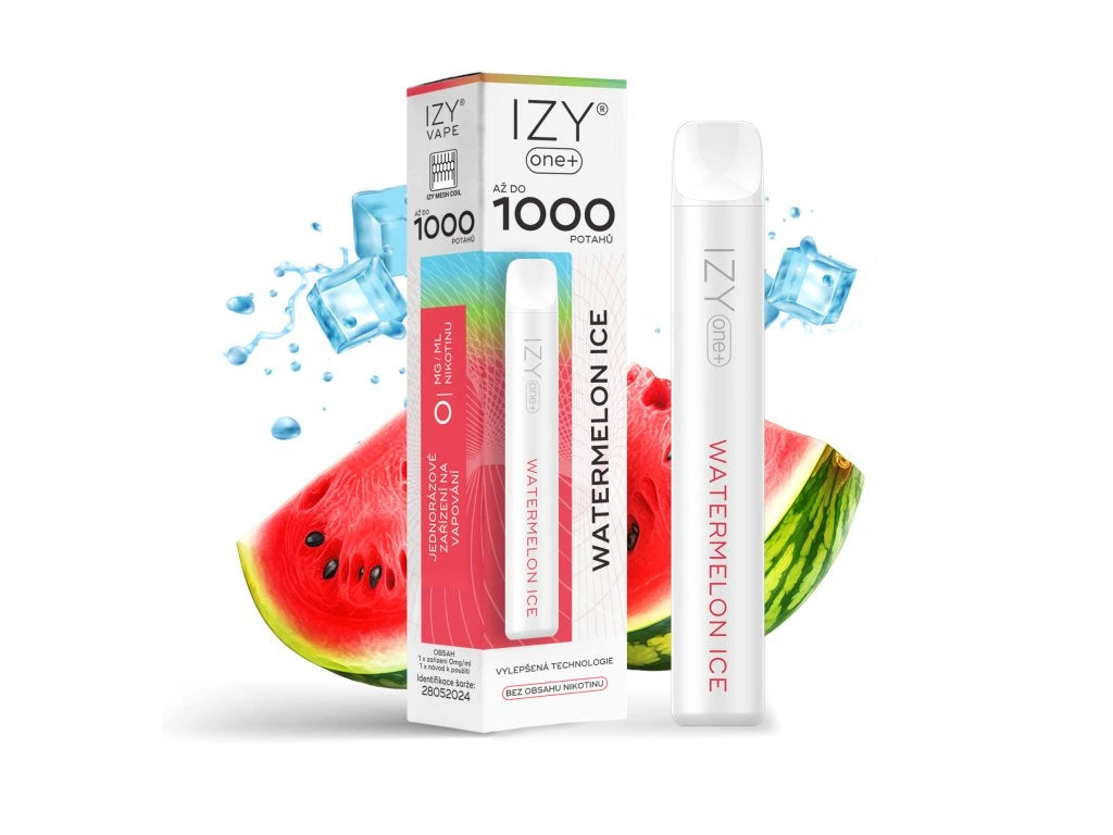 IZY ONE+ 1000 Watermelon Ice 0mg jednorázová e-cigareta s vodním melounem a ledovým efektem bez nikotinu