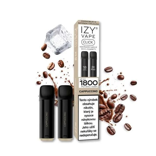 IZY VAPE CLICK Cappuccino POD 18 mg 2×2 ml s příchutí espressa, kávy a krémového mléka