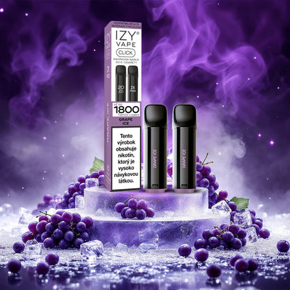 IZY VAPE CLICK Grape Ice 18 mg – balení dvou předplněných 2ml PODů s hroznovou chutí až na 1800 potahů