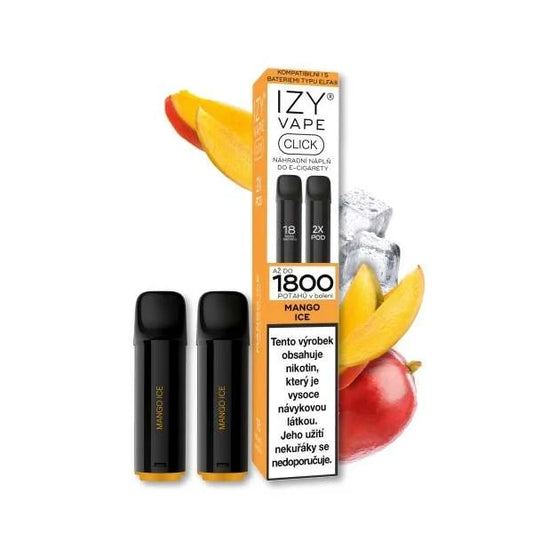 IZY VAPE CLICK Mango Ice POD 18 mg 2×2 ml s tropickou mangovou příchutí a chladivým ICE efektem
