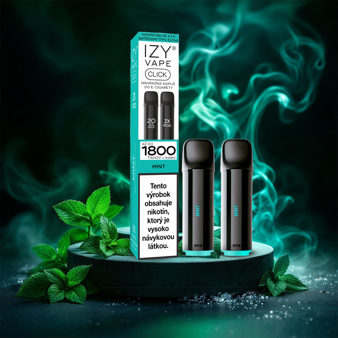 IZY VAPE CLICK Mint 18 mg – balení dvou 2ml MESH PODů s chladivou mátovou chutí až na 1800 potahů