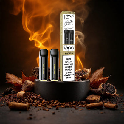 IZY VAPE CLICK Rich Tobacco 18 mg – balení dvou 2ml MESH PODů s výraznou tabákovou chutí až na 1800 potahů