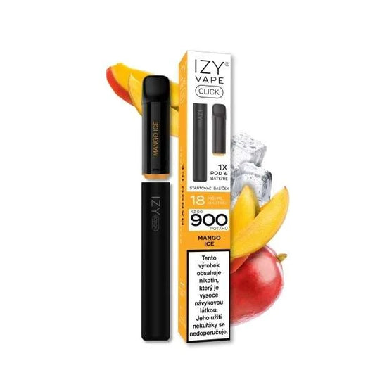 IZY VAPE CLICK Starter Kit Mango Ice 18 mg s černou baterií a předplněným mangovým PODem 2 ml