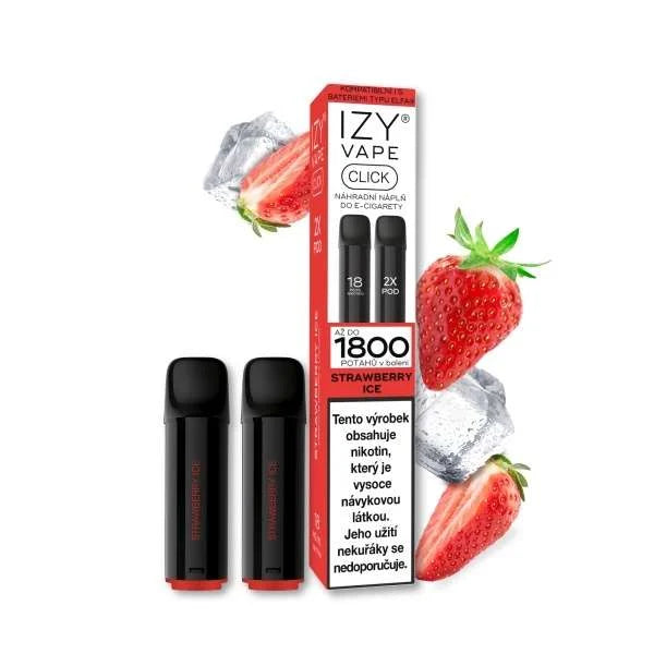 IZY VAPE CLICK Strawberry Ice POD 18 mg 2×2 ml s jahodovou příchutí a chladivým ICE efektem