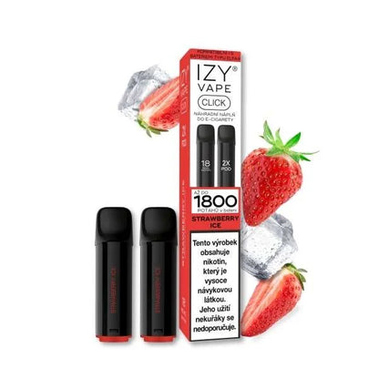 IZY VAPE CLICK Strawberry Ice POD 18 mg 2×2 ml s jahodovou příchutí a chladivým ICE efektem