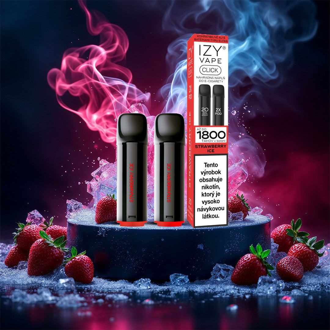 IZY VAPE CLICK Strawberry Ice 18 mg – balení dvou 2ml MESH PODů až na 1800 potahů
