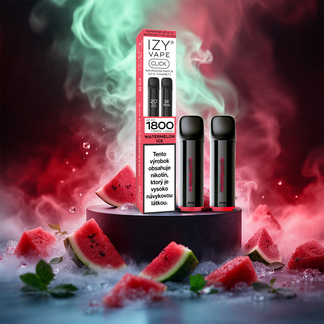IZY VAPE CLICK Watermelon Ice 18 mg – balení dvou předplněných 2ml PODů až na 1800 potahů