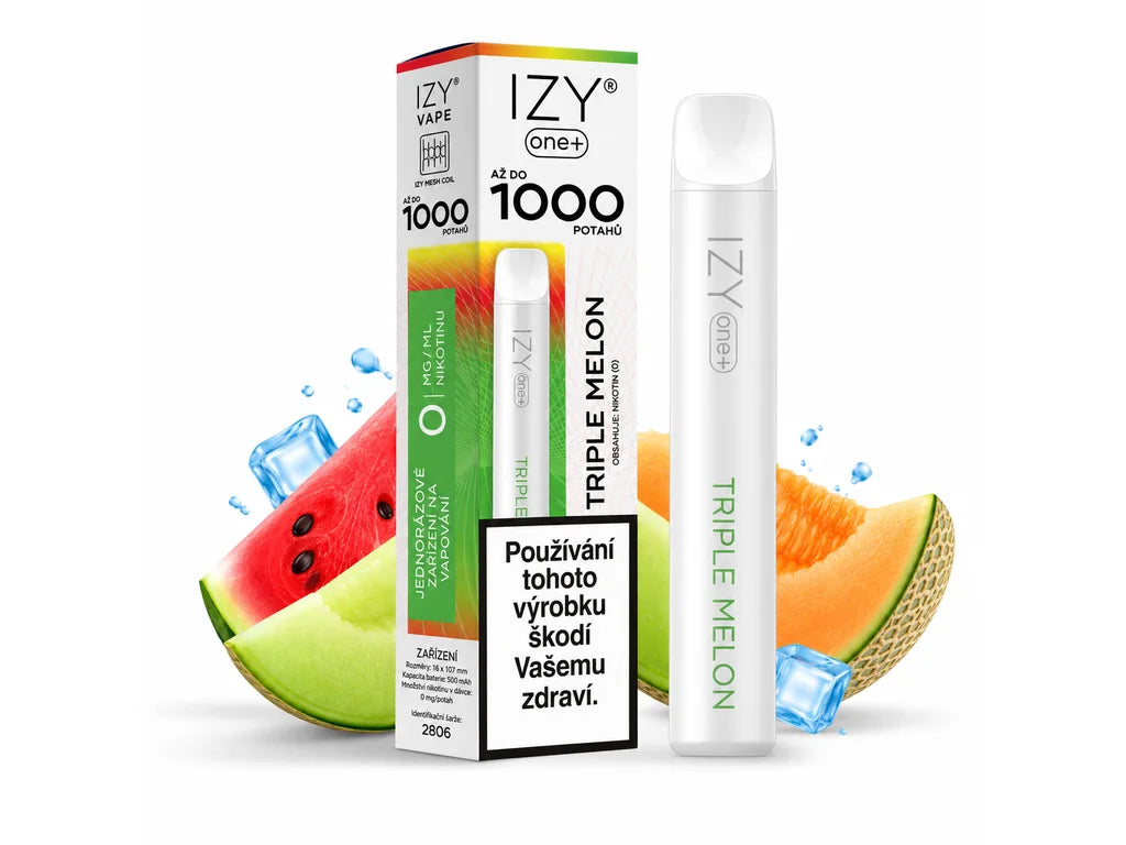 IZY VAPE ONE+ Triple Melon 0 mg – beznikotinová jednorázová e-cigareta s chutí tří šťavnatých melounů