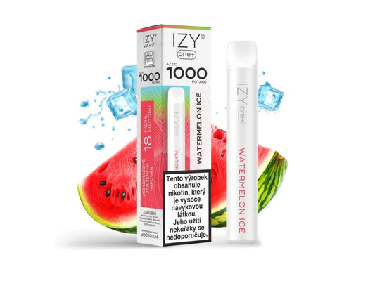 IZY VAPE ONE+ Watermelon Ice 18 mg jednorázová e-cigareta s příchutí vodního melounu, ICE efektem a až 1000 potahy