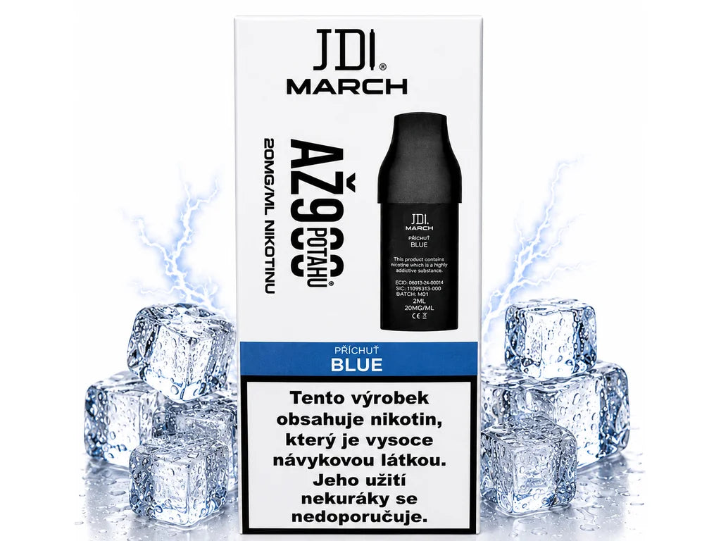 Předplněná cartridge JDI Blue Energy s 2ml náplní, nikotinovou solí 20 mg/ml a výdrží až 900 potahů pro zařízení JDI March