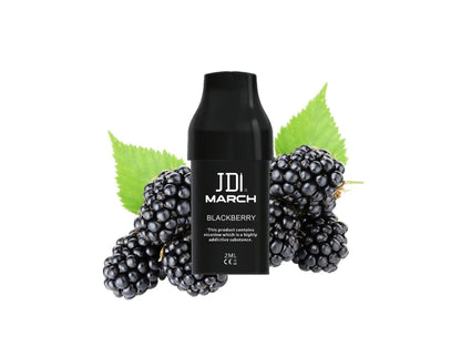 Předplněná cartridge JDI March Blackberry s nikotinovou solí 20 mg/ml a výdrží až 900 potahů pro zařízení JDI March