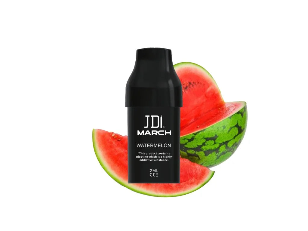 JDI March POD Watermelon 20 mg – předplněný náhradní POD s 2ml náplní, QUAQ Mesh technologií a chutí vodního melounu