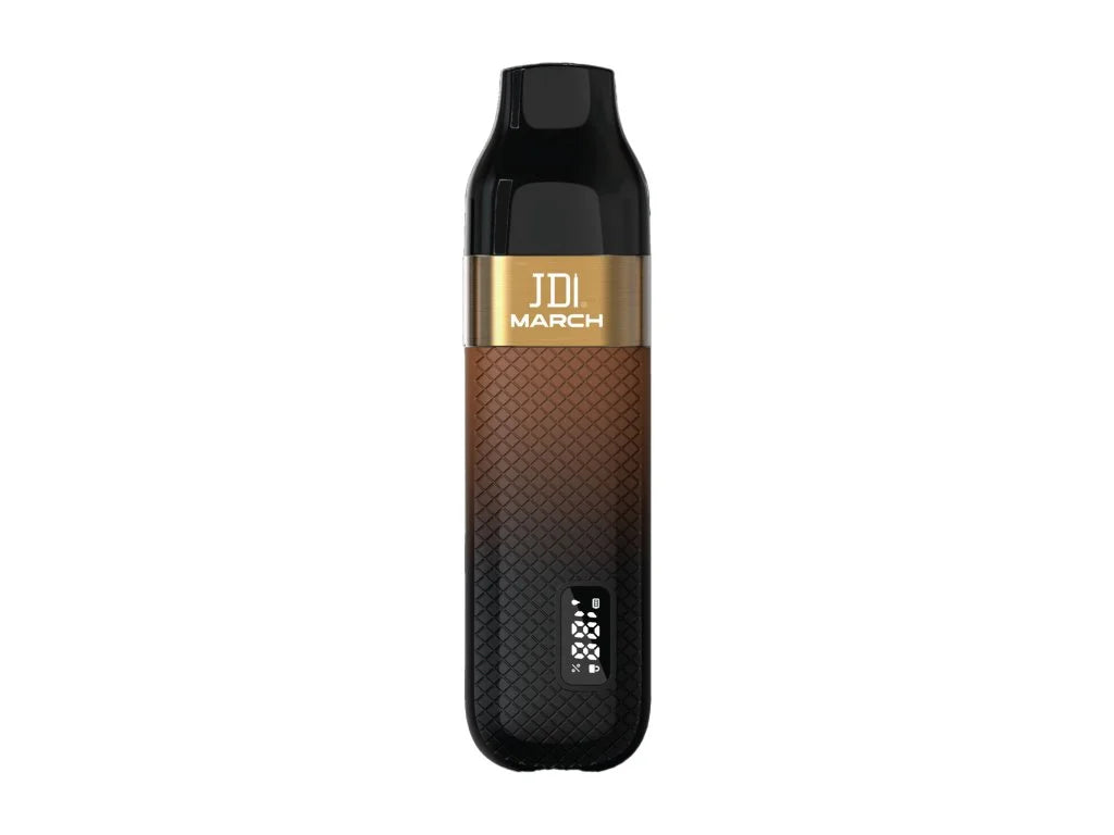 Hnědý JDI March Starter Kit s dobíjecím zařízením 550 mAh a předplněným PODem Mango Blackcurrant 20 mg/ml
