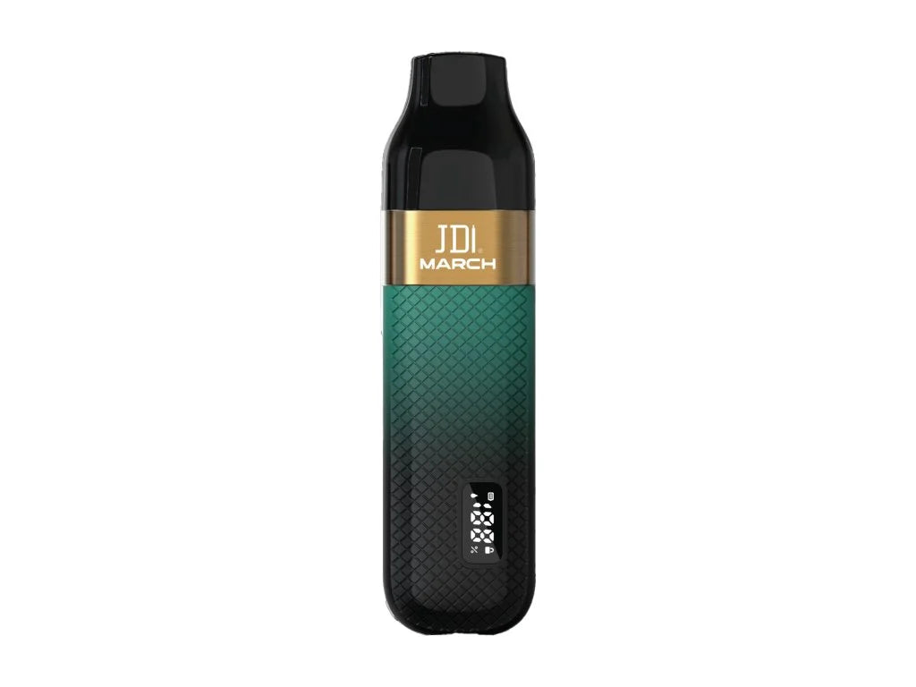 Zelený JDI March Starter Kit s dobíjecím zařízením 550 mAh a předplněným PODem Strawberry Banana 20 mg/ml