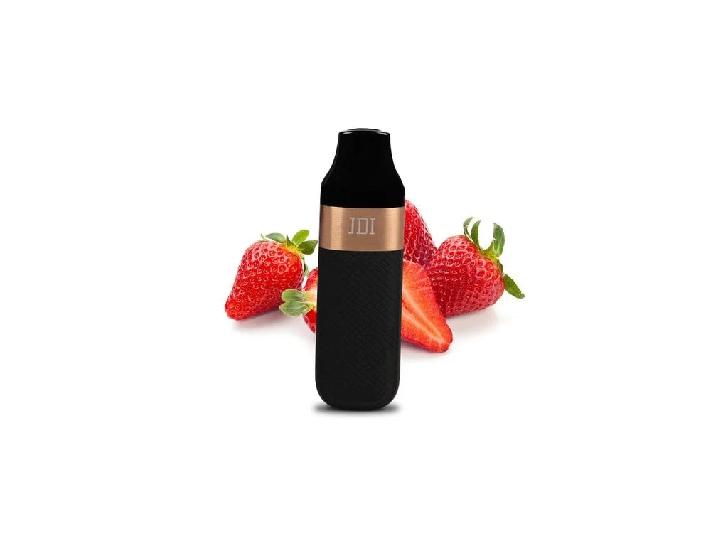 Jahodová jednorázová e-cigareta JDI MARCH Strawberry s 2 ml e-liquidu, baterií 550 mAh a variantami síly 15 a 20 mg/ml