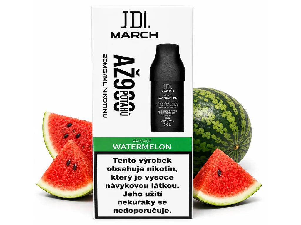 Předplněná cartridge JDI Watermelon s nikotinovou solí 20 mg/ml a sladkou melounovou chutí pro zařízení JDI March