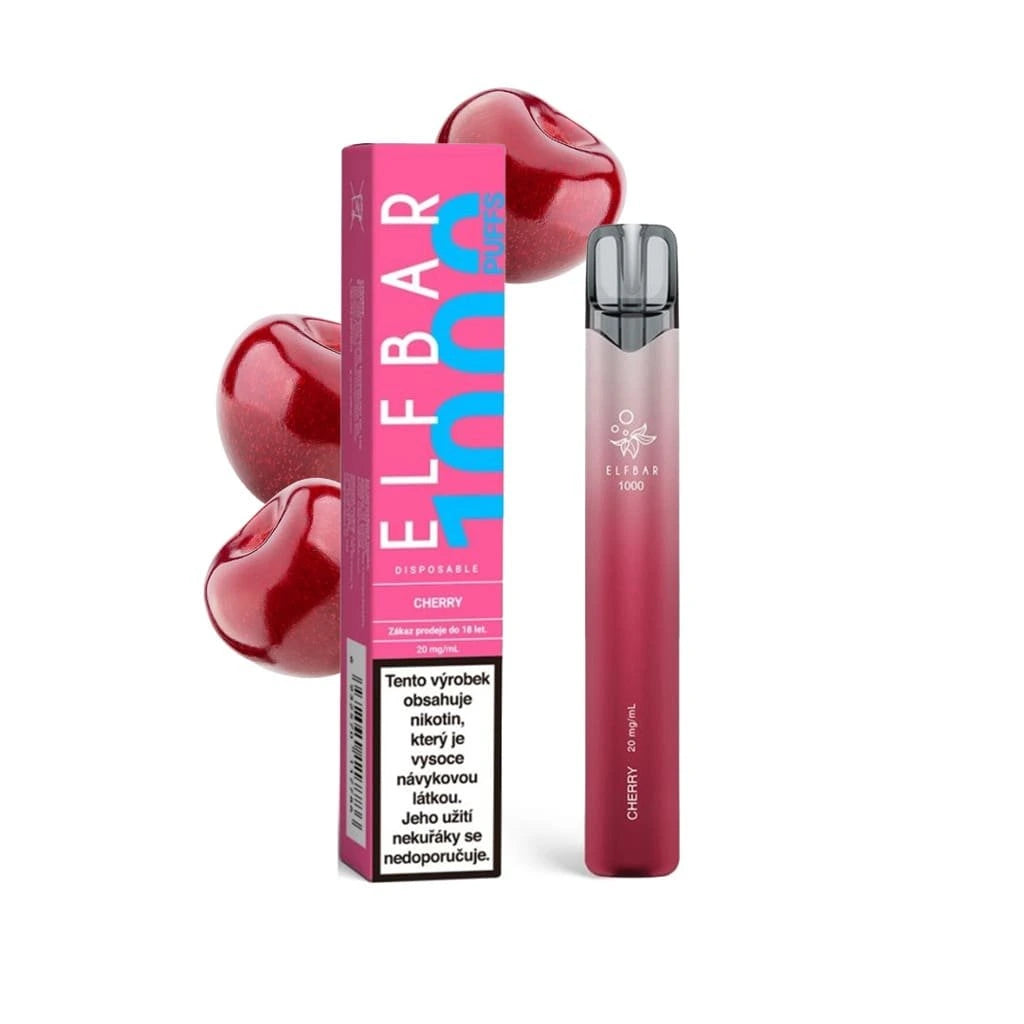 ELF BAR 1000 Cherry jednorázová e-cigareta 1000 potahů 20 mg nikotinu Třešeň