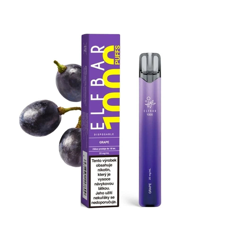 ELF BAR 1000 Grape jednorázová e-cigareta 1000 potahů 20mg nikotinu hroznové víno