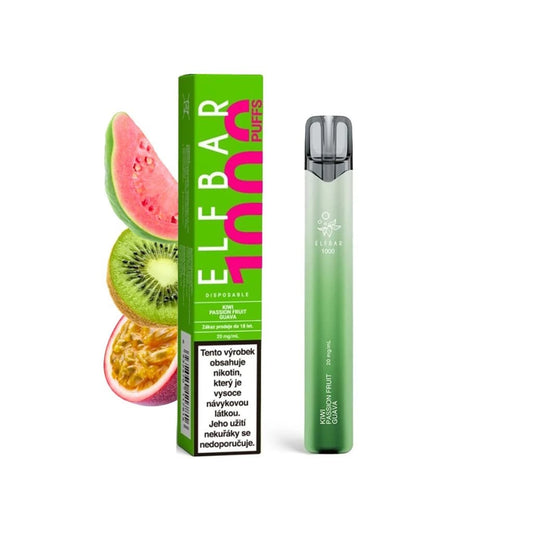 ELF BAR 1000 Kiwi Passion Fruit Guava 1000 potahů jednorázová elektronická cigareta 20mg nikotinu Kiwi Maracuja (passion fruit) Guava
