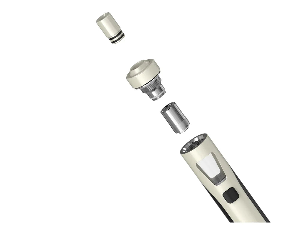 Rozložený tank e-cigarety Joyetech eGo AIO ECO Friendly při výměně žhavicí hlavy BF SS316