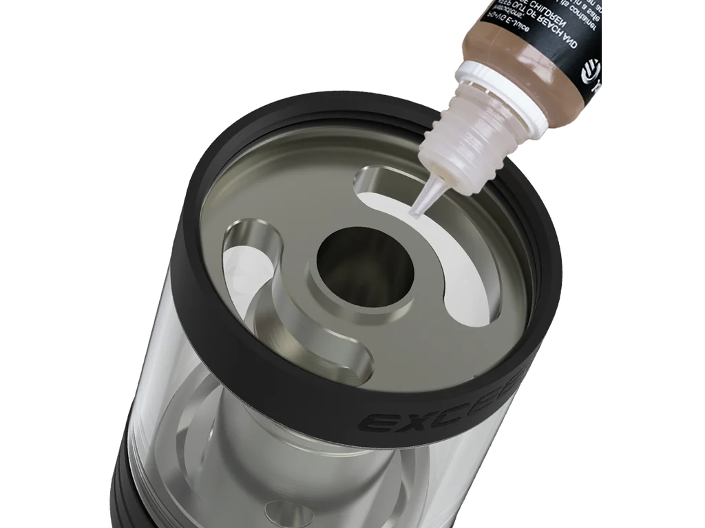 Horní plnění e-liquidu do clearomizéru plnitelné elektronické cigarety Joyetech Exceed D19
